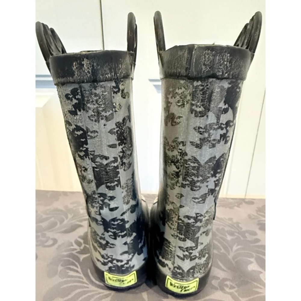 Western Chief Batman Rain Boots Kids Size 13/1 Black Gray Camo Waterproof - Picture 5 of 9